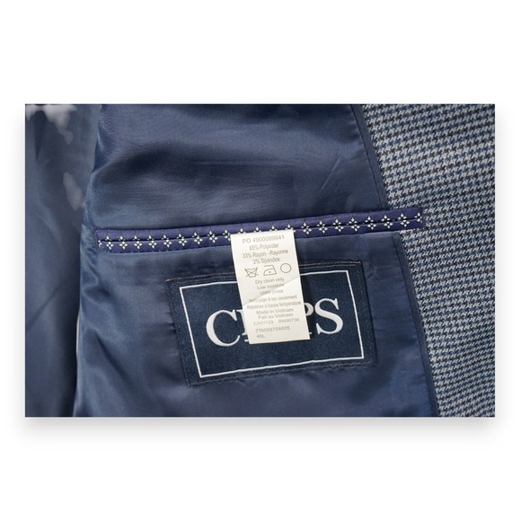 NWT Chaps Blazer‎ Sport Coat Mens 48L Navy Stretch Single Breasted Caney $160 - Picture 5 of 6